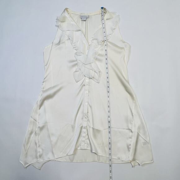 Soft Surroundings White Sleeveless Ruffle Tunic Blouse Shirt Size Small Sheer - Picture 6 of 13